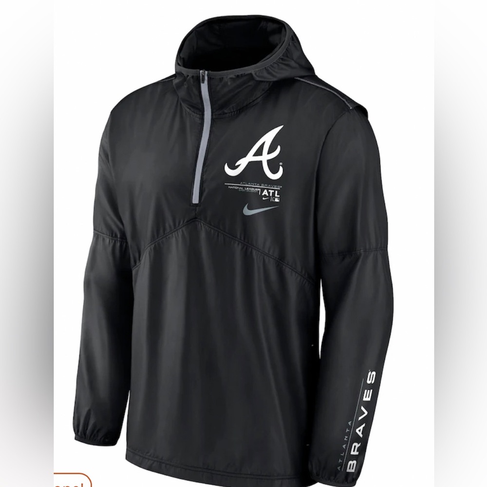 Atlanta Braves Nike Authentic Night Game Performance Half-Zip Windbreaker